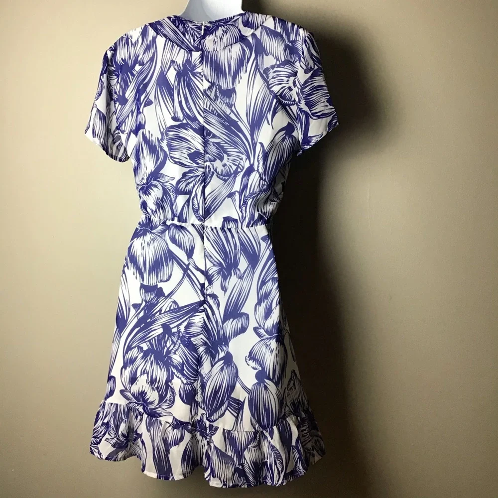 Lulu’s Blue Floral Summer Ruffle Dress - Picture 3 of 4